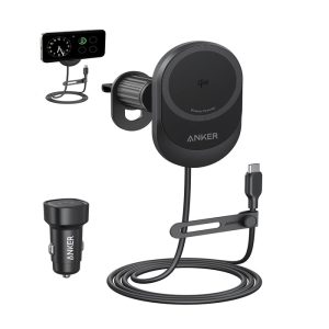 Anker MagGo Wireless Car Charger 15W With Pad and built In C cable  Black