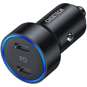 C0054-BK|CHOETECH C0054 black ca r charger 2xUSB C Power